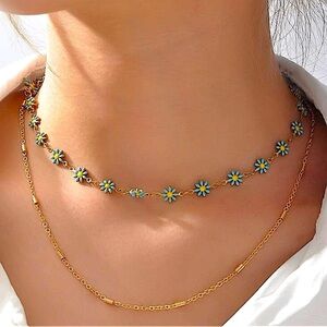 Daisy Gold Plated Multilayer Necklace